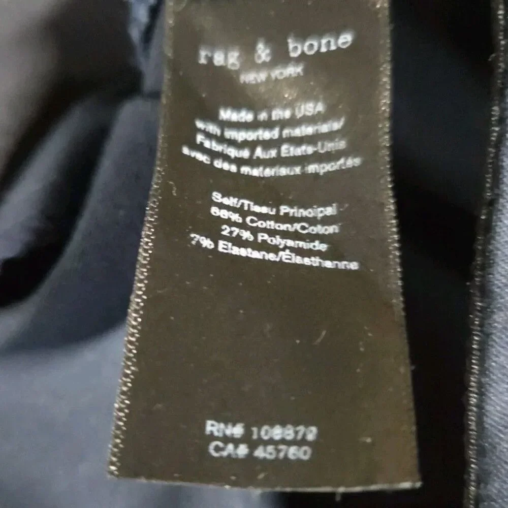 Rag & Bone Women's Navy Pants Size 0 Pleated Slim Fit - Style 108879 EUC